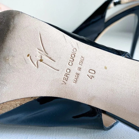 Giuseppe Zanotti Black PAtent leather Round toe Slingback Heels 40 - Picture 6 of 7